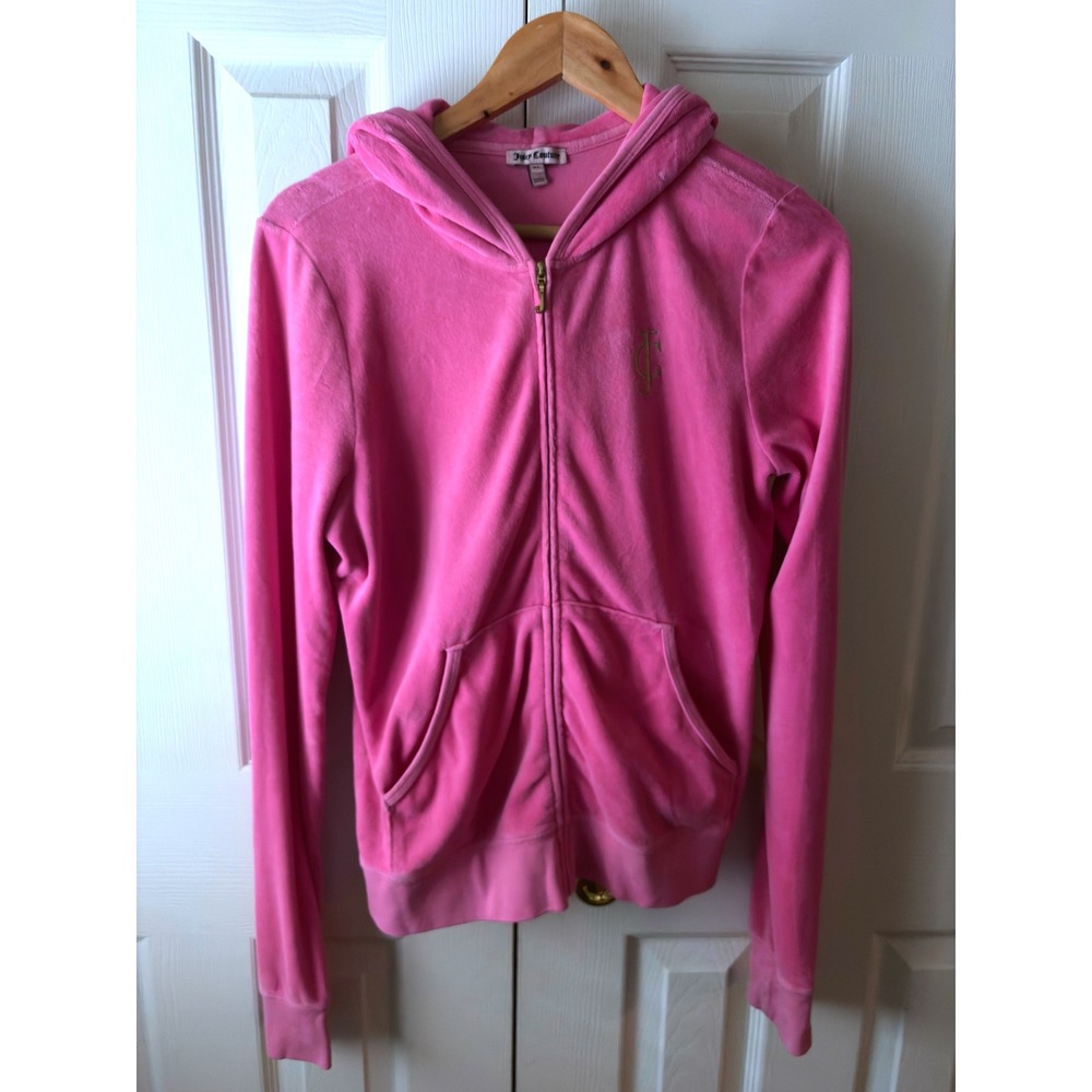 VINTAGE Y2K Juicy Couture Made in USA Pink Velour Hoodie Jacket XL